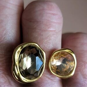 🆕 18k gold plated brass cocktail ring Australian crystal pink yellow champagne 7